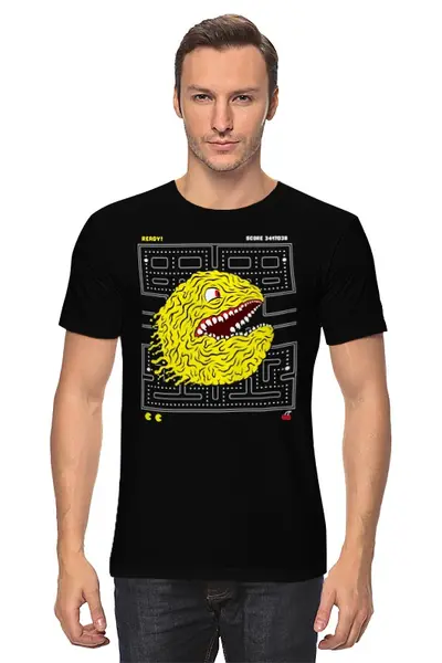 Заказать мужскую футболку в Москве. Футболка классическая Pac-Man от printik - готовые дизайны и нанесение принтов.