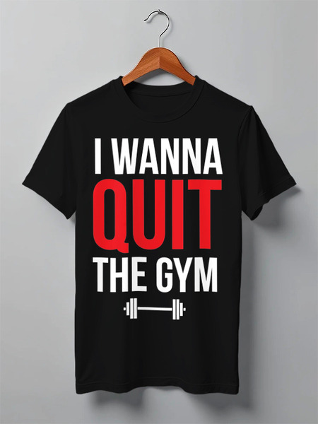 Заказать мужскую футболку в Москве. Футболка классическая I wanna quit the gym от Дмитрий - готовые дизайны и нанесение принтов.