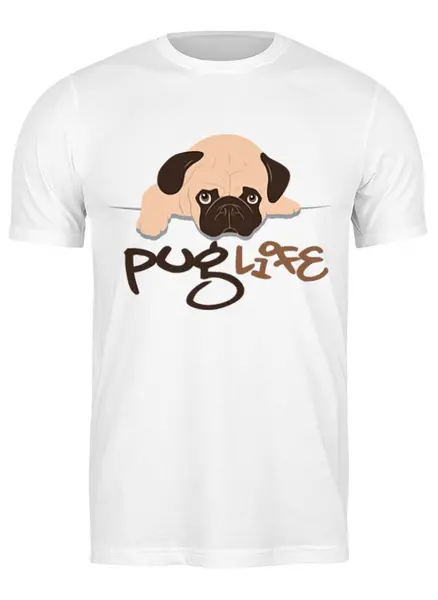 Заказать мужскую футболку в Москве. Футболка классическая Мопс (Pug) от trugift - готовые дизайны и нанесение принтов.