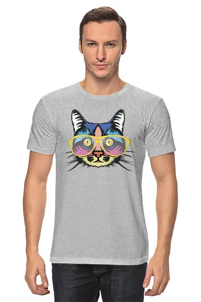 Заказать мужскую футболку в Москве. Футболка классическая Cats Here от oneredfoxstore@gmail.com - готовые дизайны и нанесение принтов.