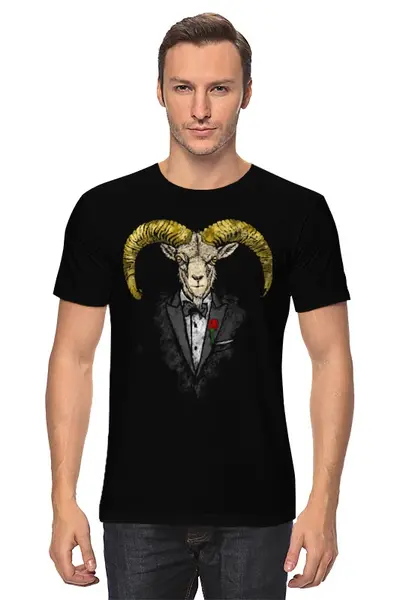 Заказать мужскую футболку в Москве. Футболка классическая The Goatfather от printik - готовые дизайны и нанесение принтов.