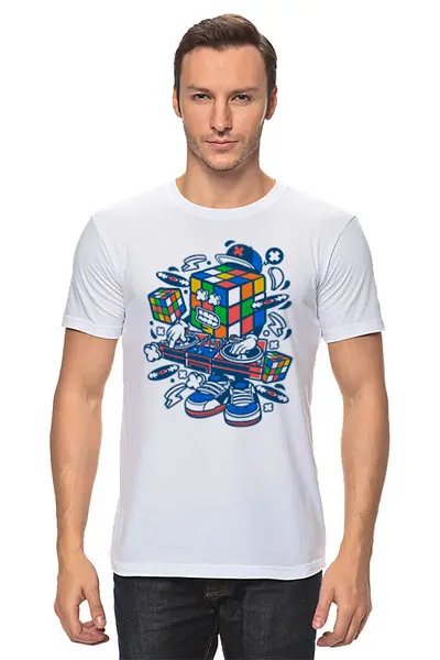 Заказать мужскую футболку в Москве. Футболка классическая Кубик Рубика от balden - готовые дизайны и нанесение принтов.