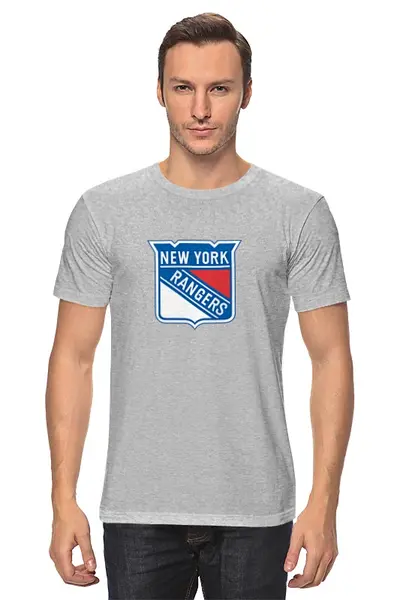 Заказать мужскую футболку в Москве. Футболка классическая New York Rangers / NHL USA от KinoArt - готовые дизайны и нанесение принтов.