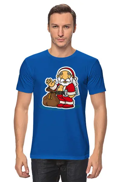Заказать мужскую футболку в Москве. Футболка классическая Санта ню от T-shirt print  - готовые дизайны и нанесение принтов.