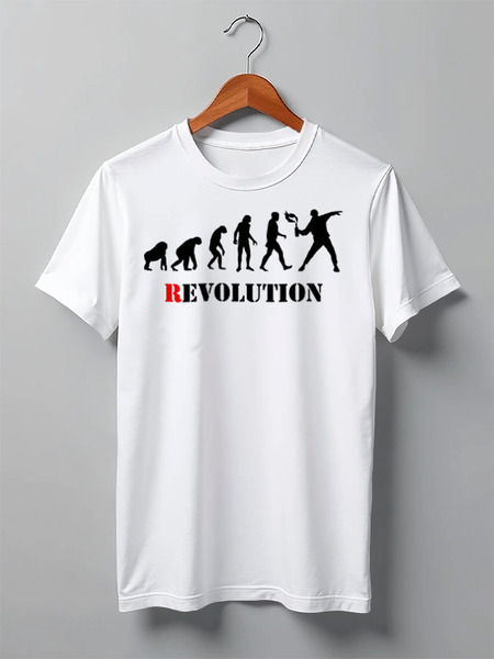 Заказать мужскую футболку в Москве. Футболка классическая Evolution - Revolution от Leichenwagen - готовые дизайны и нанесение принтов.