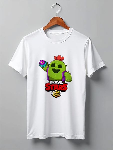 Заказать мужскую футболку в Москве. Футболка классическая BRAWL STARS SPIKE от geekbox - готовые дизайны и нанесение принтов.