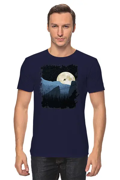 Заказать мужскую футболку в Москве. Футболка классическая Moon Ski от oneredfoxstore@gmail.com - готовые дизайны и нанесение принтов.