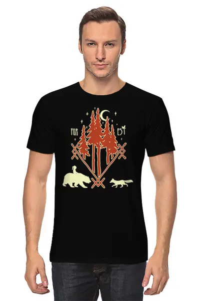 Заказать мужскую футболку в Москве. Футболка классическая Forest от oneredfoxstore@gmail.com - готовые дизайны и нанесение принтов.