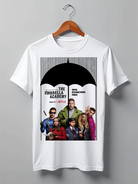 Заказать мужскую футболку в Москве. Футболка классическая UMBRELLA ACADEMY от robus - готовые дизайны и нанесение принтов.