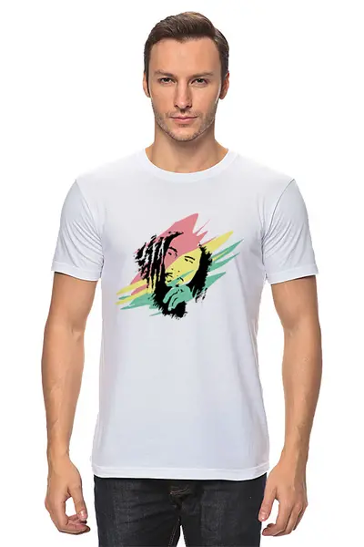 Заказать мужскую футболку в Москве. Футболка классическая Боб Марли Арт от MariYang  - готовые дизайны и нанесение принтов.