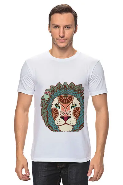 Заказать мужскую футболку в Москве. Футболка классическая Гламурный лев от rusal - готовые дизайны и нанесение принтов.