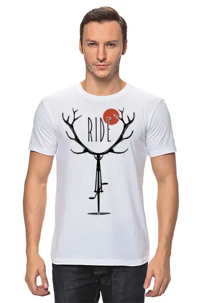 Заказать мужскую футболку в Москве. Футболка классическая Mountain Bike от oneredfoxstore@gmail.com - готовые дизайны и нанесение принтов.