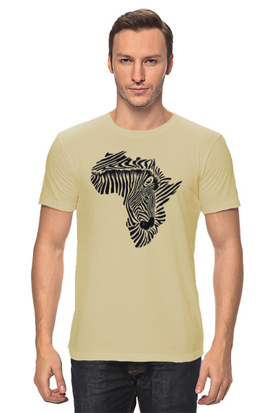 Заказать мужскую футболку в Москве. Футболка классическая Африканская зебра от skynatural - готовые дизайны и нанесение принтов.