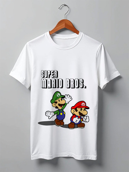Заказать мужскую футболку в Москве. Футболка классическая Super Mario Bros. от game-fan - готовые дизайны и нанесение принтов.