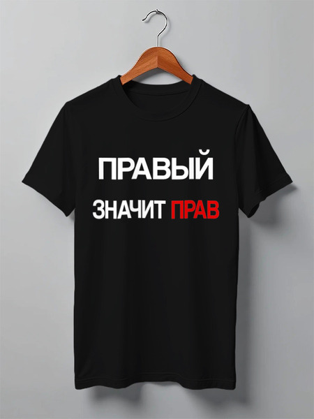 Заказать мужскую футболку в Москве. Футболка классическая Правый - значит прав от pavlnik1@yandex.ru - готовые дизайны и нанесение принтов.