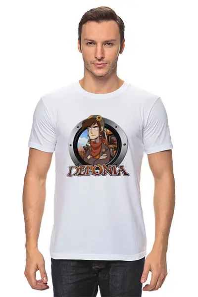 Заказать мужскую футболку в Москве. Футболка классическая Deponia от THE_NISE  - готовые дизайны и нанесение принтов.