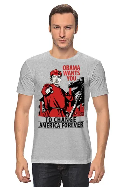 Заказать мужскую футболку в Москве. Футболка классическая Obama Red Army от Leichenwagen - готовые дизайны и нанесение принтов.