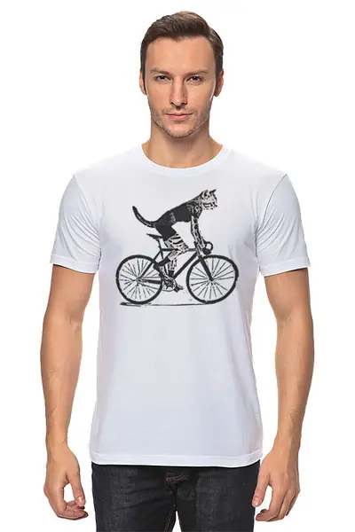 Заказать мужскую футболку в Москве. Футболка классическая Cat Bike Punk от oneredfoxstore@gmail.com - готовые дизайны и нанесение принтов.