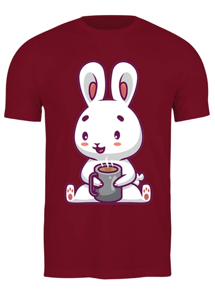 Заказать мужскую футболку в Москве. Футболка классическая Кролик и кофе от skynatural - готовые дизайны и нанесение принтов.