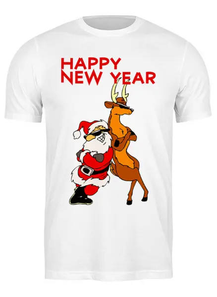 Заказать мужскую футболку в Москве. Футболка классическая Happy New Year от Leichenwagen - готовые дизайны и нанесение принтов.