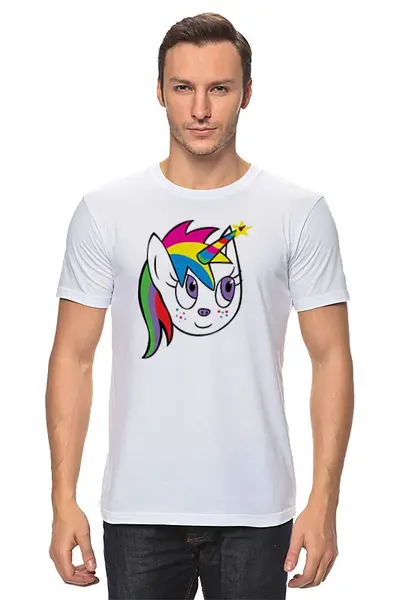 Заказать мужскую футболку в Москве. Футболка классическая Единорог (unicorn) от trugift - готовые дизайны и нанесение принтов.