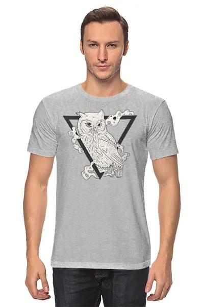 Заказать мужскую футболку в Москве. Футболка классическая Owl Here от oneredfoxstore@gmail.com - готовые дизайны и нанесение принтов.