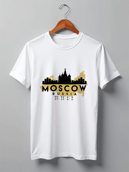 Заказать мужскую футболку в Москве. Футболка классическая Москва (Россия) от skynatural - готовые дизайны и нанесение принтов.