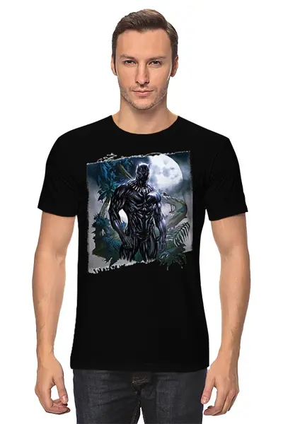 Заказать мужскую футболку в Москве. Футболка классическая Black Panther Design от balden - готовые дизайны и нанесение принтов.