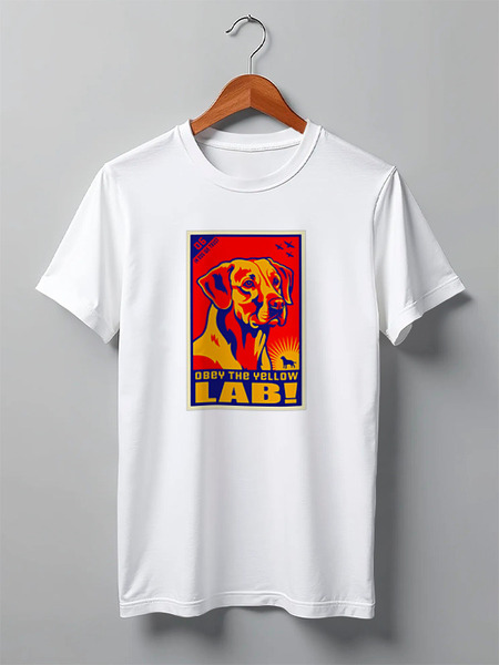 Заказать мужскую футболку в Москве. Футболка классическая Собака: YELLOW LAB от Виктор Гришин - готовые дизайны и нанесение принтов.
