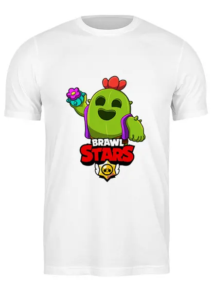 Заказать мужскую футболку в Москве. Футболка классическая BRAWL STARS SPIKE от geekbox - готовые дизайны и нанесение принтов.