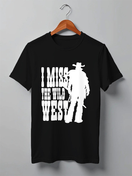 Заказать мужскую футболку в Москве. Футболка классическая I MISS THE WILD WEST white ver от alexx elizbar - готовые дизайны и нанесение принтов.