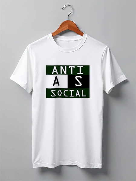 Заказать мужскую футболку в Москве. Футболка классическая AntiSocial от Леон Паршивлюк - готовые дизайны и нанесение принтов.