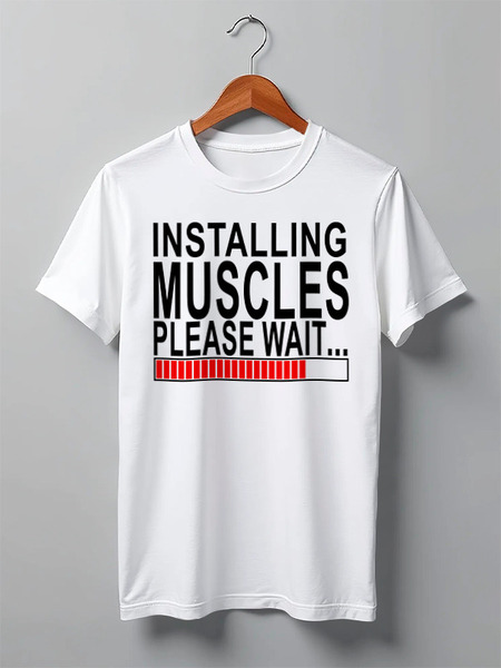 Заказать мужскую футболку в Москве. Футболка классическая Installing muscles от Kostya  - готовые дизайны и нанесение принтов.
