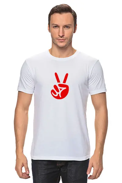 Заказать мужскую футболку в Москве. Футболка классическая Victory hand от THE_NISE  - готовые дизайны и нанесение принтов.