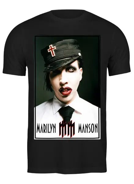 Заказать мужскую футболку в Москве. Футболка классическая Marilyn Manson от inPrintio - готовые дизайны и нанесение принтов.