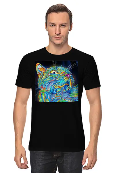 Заказать мужскую футболку в Москве. Футболка классическая Красочный кот от Елена  - готовые дизайны и нанесение принтов.