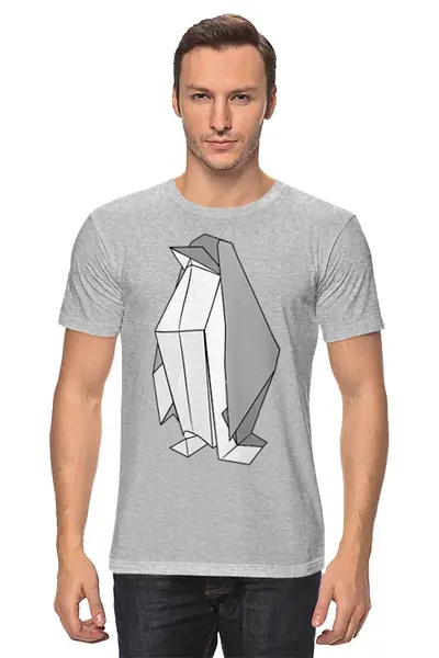 Заказать мужскую футболку в Москве. Футболка классическая Пингвин Оригами от coolmag - готовые дизайны и нанесение принтов.