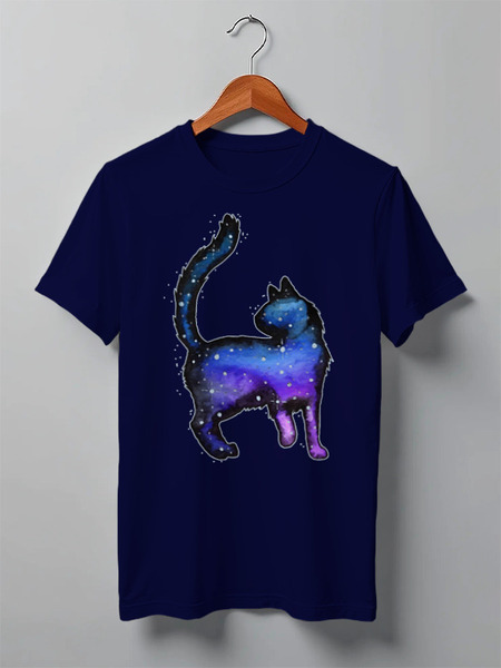 Заказать мужскую футболку в Москве. Футболка классическая Кошка от oneredfoxstore@gmail.com - готовые дизайны и нанесение принтов.