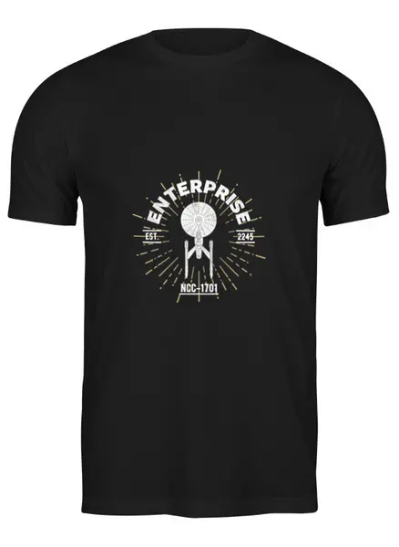 Заказать мужскую футболку в Москве. Футболка классическая Звёздный путь. Энтерпрайз от geekbox - готовые дизайны и нанесение принтов.