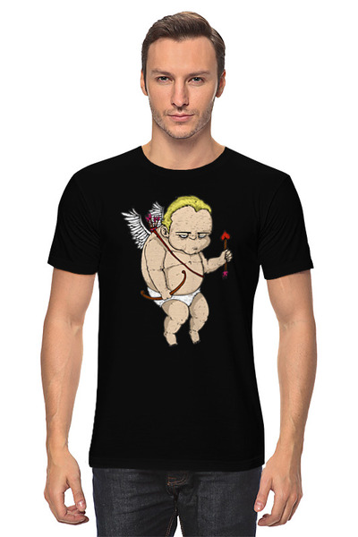 Заказать мужскую футболку в Москве. Футболка классическая Суровый ангел от skynatural - готовые дизайны и нанесение принтов.