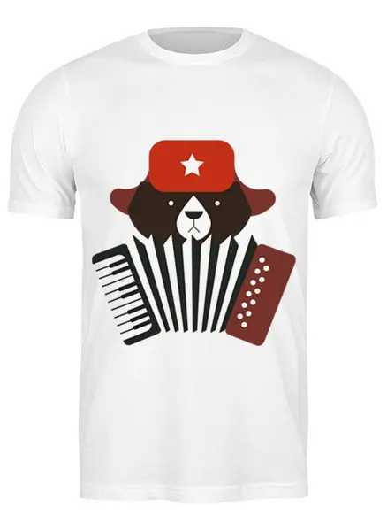 Заказать мужскую футболку в Москве. Футболка классическая Медведь с гармошкой от Savara - готовые дизайны и нанесение принтов.