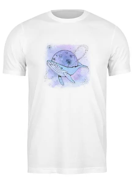 Заказать мужскую футболку в Москве. Футболка классическая Космический кит от sumatra - готовые дизайны и нанесение принтов.
