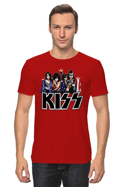 Заказать мужскую футболку в Москве. Футболка классическая Группа КИСС(Kiss)  от T-shirt print  - готовые дизайны и нанесение принтов.