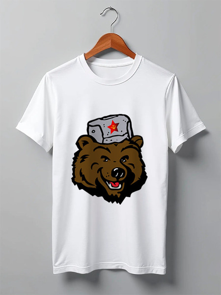 Заказать мужскую футболку в Москве. Футболка классическая Russian Bear (Русский медведь) от Easy-store - готовые дизайны и нанесение принтов.