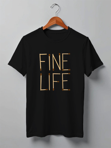 Заказать мужскую футболку в Москве. Футболка классическая Fine life от cherdantcev - готовые дизайны и нанесение принтов.