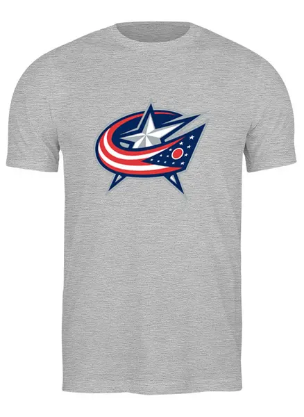 Заказать мужскую футболку в Москве. Футболка классическая Columbus Blue Jackets / NHL USA от KinoArt - готовые дизайны и нанесение принтов.