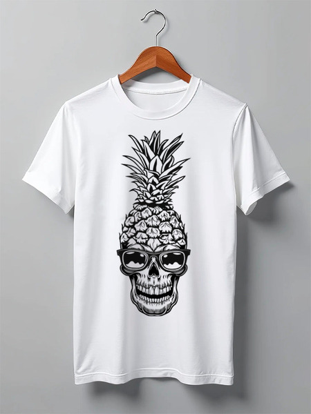 Заказать мужскую футболку в Москве. Футболка классическая Череп и ананас от Евгений Жуков - готовые дизайны и нанесение принтов.