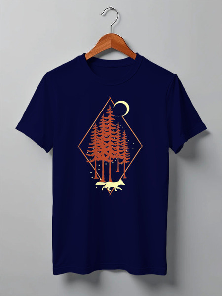 Заказать мужскую футболку в Москве. Футболка классическая Fox Here от oneredfoxstore@gmail.com - готовые дизайны и нанесение принтов.