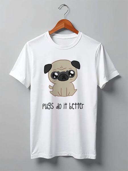 Заказать мужскую футболку в Москве. Футболка классическая Мопс (Pug) от fanart - готовые дизайны и нанесение принтов.