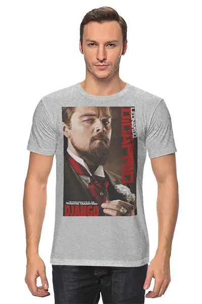 Заказать мужскую футболку в Москве. Футболка классическая Django Unchained - Di Caprio от KinoArt - готовые дизайны и нанесение принтов.